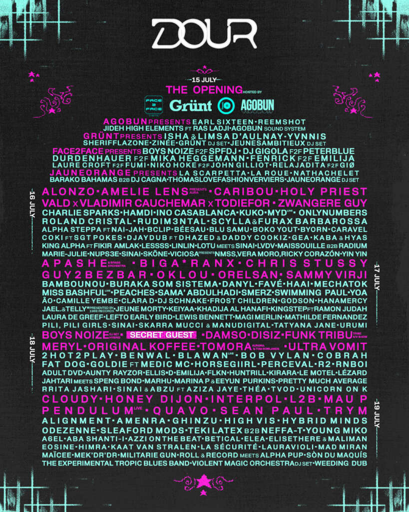 Line up final @ Dour Festival 2026